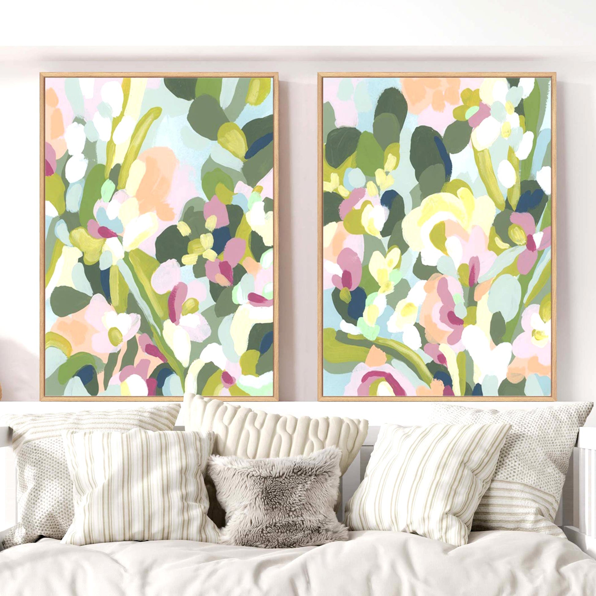 Dew Drop Flowers I and II Wall Art