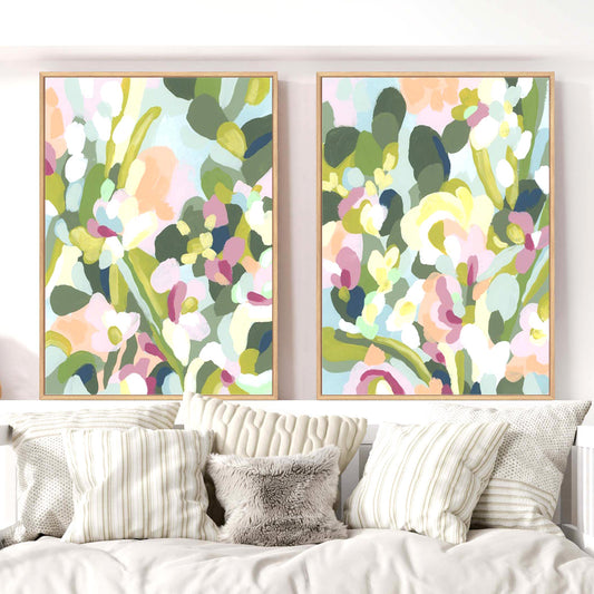 Dew Drop Flowers I and II Wall Art
