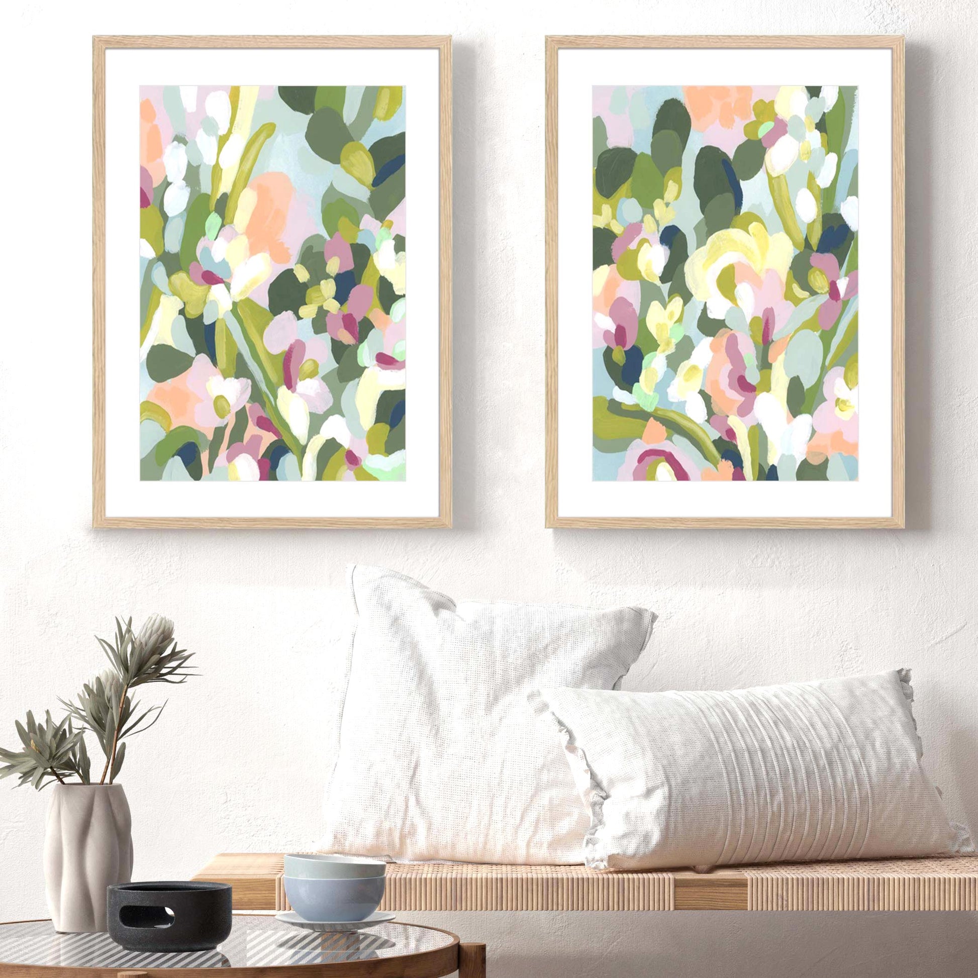 Dew Drop Flowers I and II Wall Art
