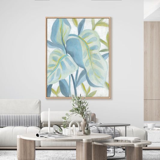 Aqua Tropical Leaves I Wall Art