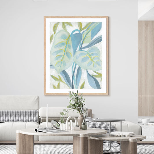 Aqua Tropical Leaves II Wall Art