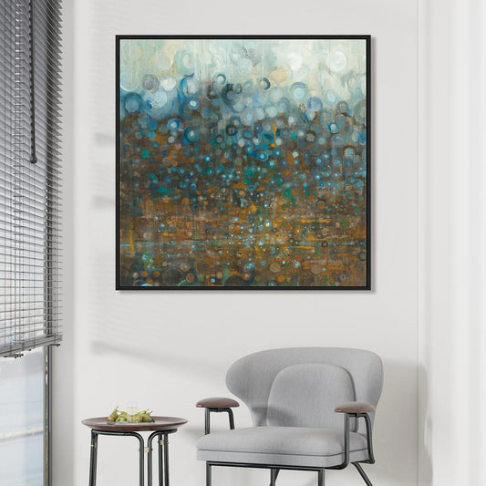 Blue and Bronze Dots Wall Art