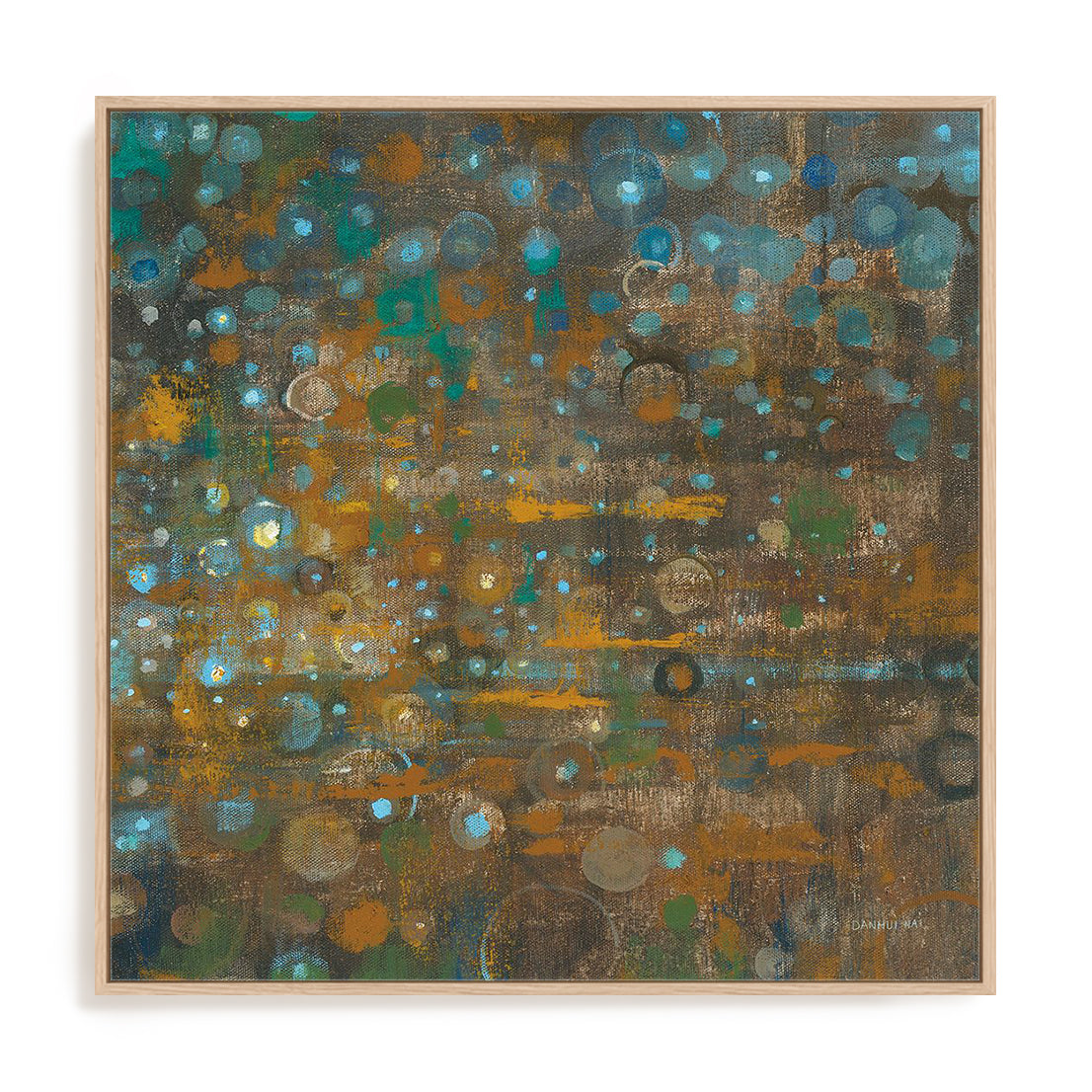 Blue and Bronze Dots X Wall Art