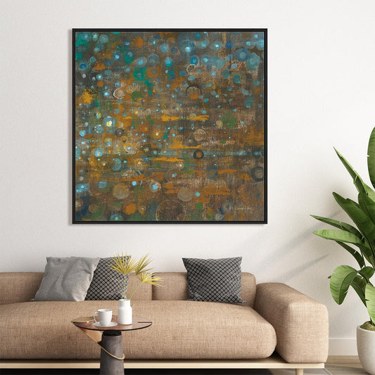 Blue and Bronze Dots X Wall Art