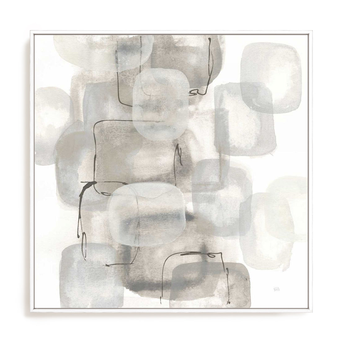 Neutral Stacking I White Wall Art