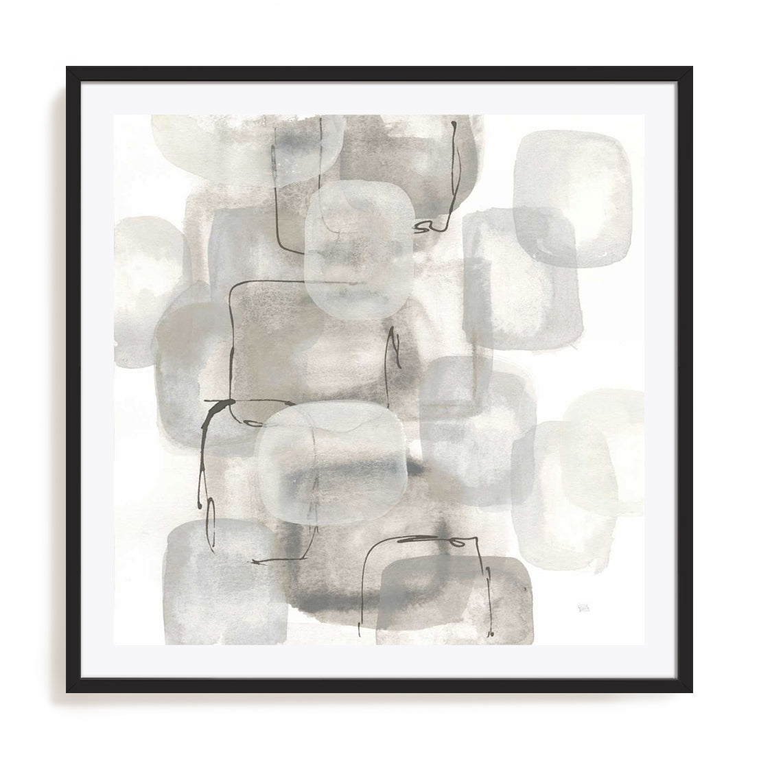 Neutral Stacking I White Wall Art