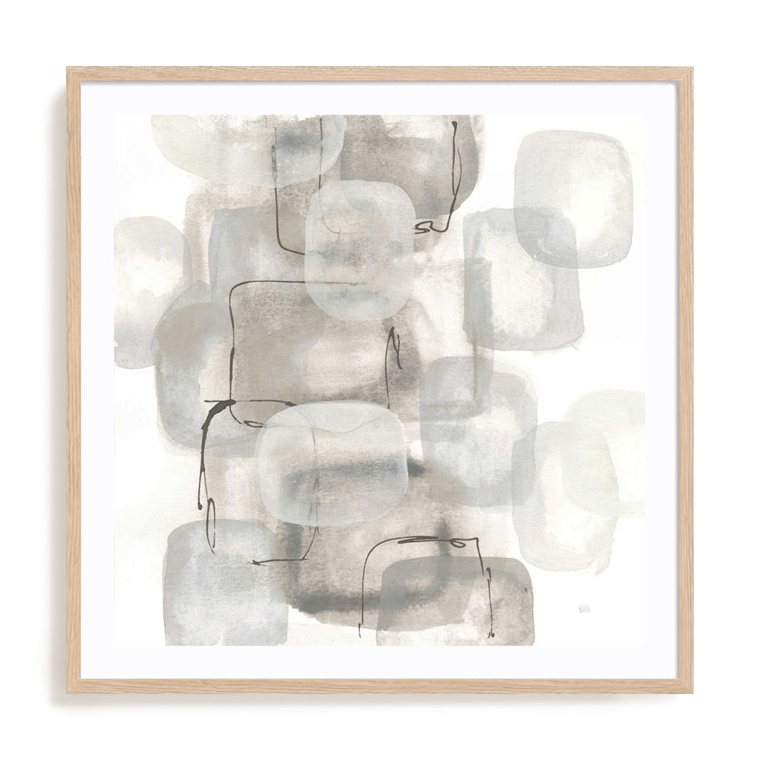 Neutral Stacking I White Wall Art
