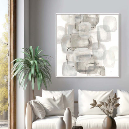 Neutral Stacking I White Wall Art