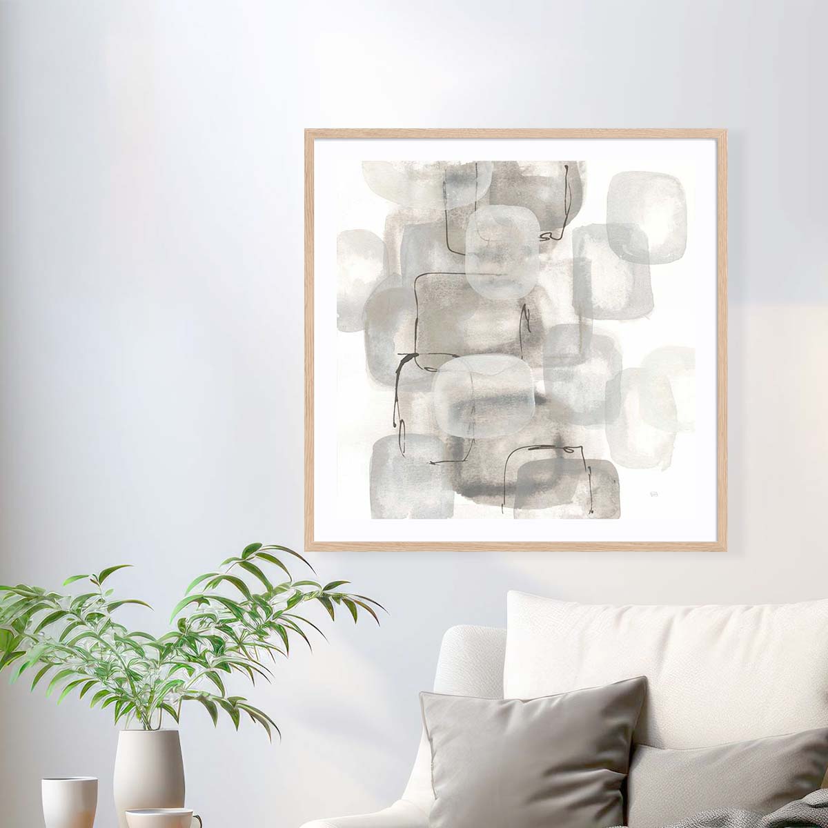 Neutral Stacking I White Wall Art