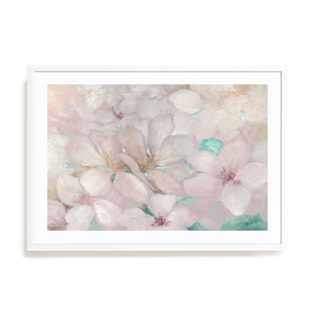 Apple Blossoms Teal Wall Art