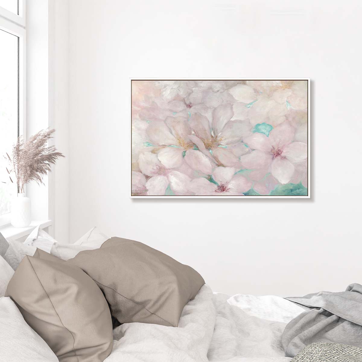 Apple Blossoms Teal Wall Art