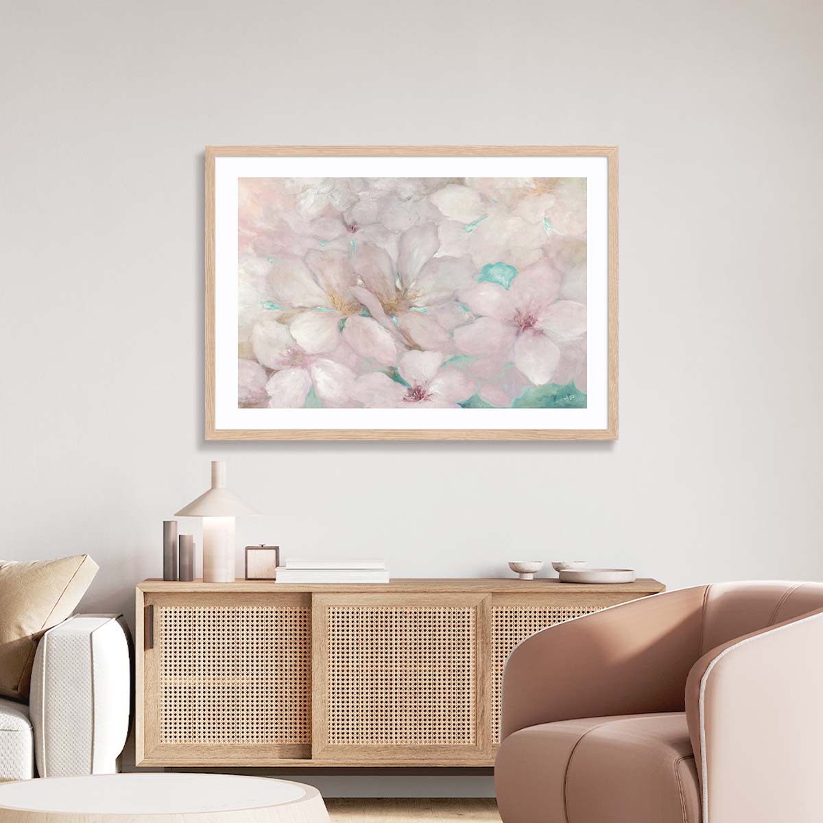 Apple Blossoms Teal Wall Art