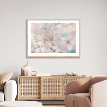 Apple Blossoms Teal Wall Art