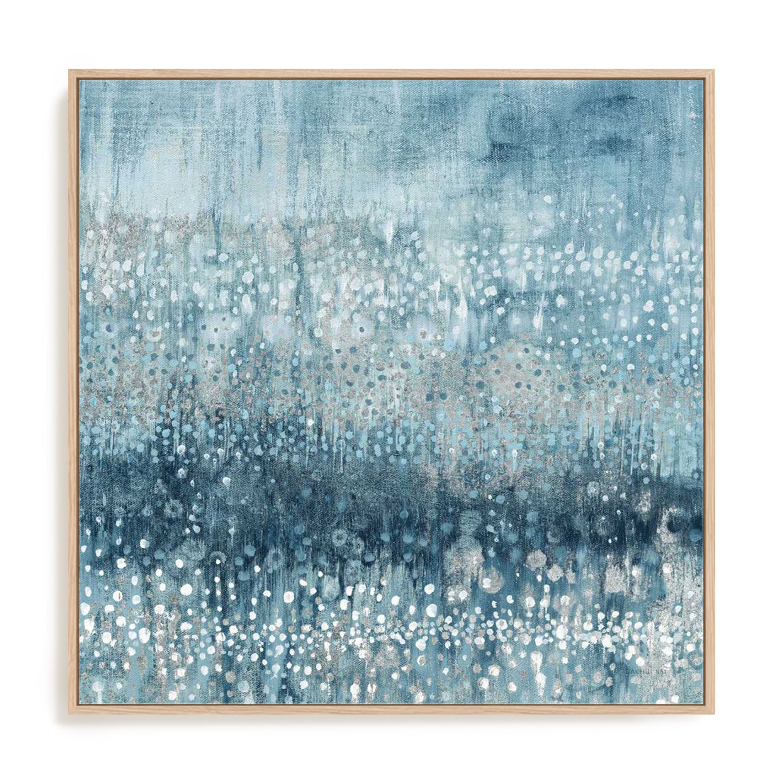 Rain Abstract IV Blue Silver Wall Art