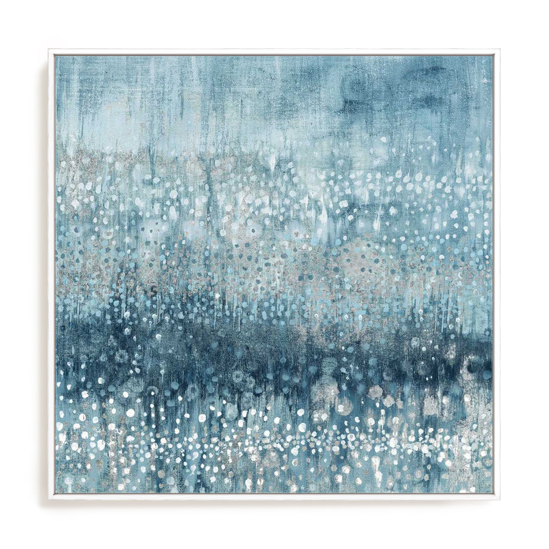 Rain Abstract IV Blue Silver Wall Art