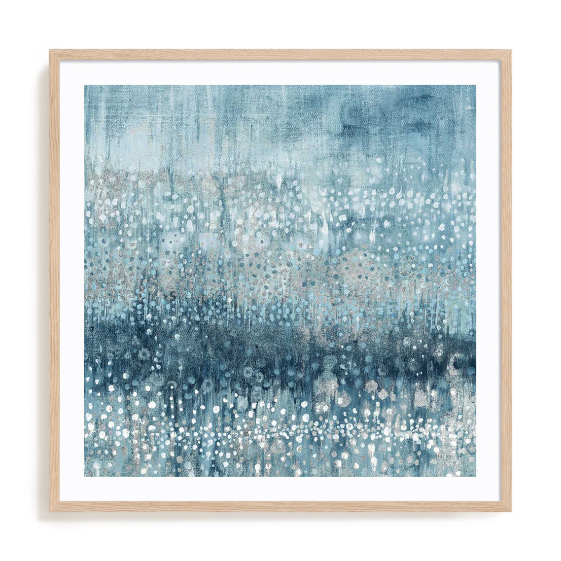 Rain Abstract IV Blue Silver Wall Art