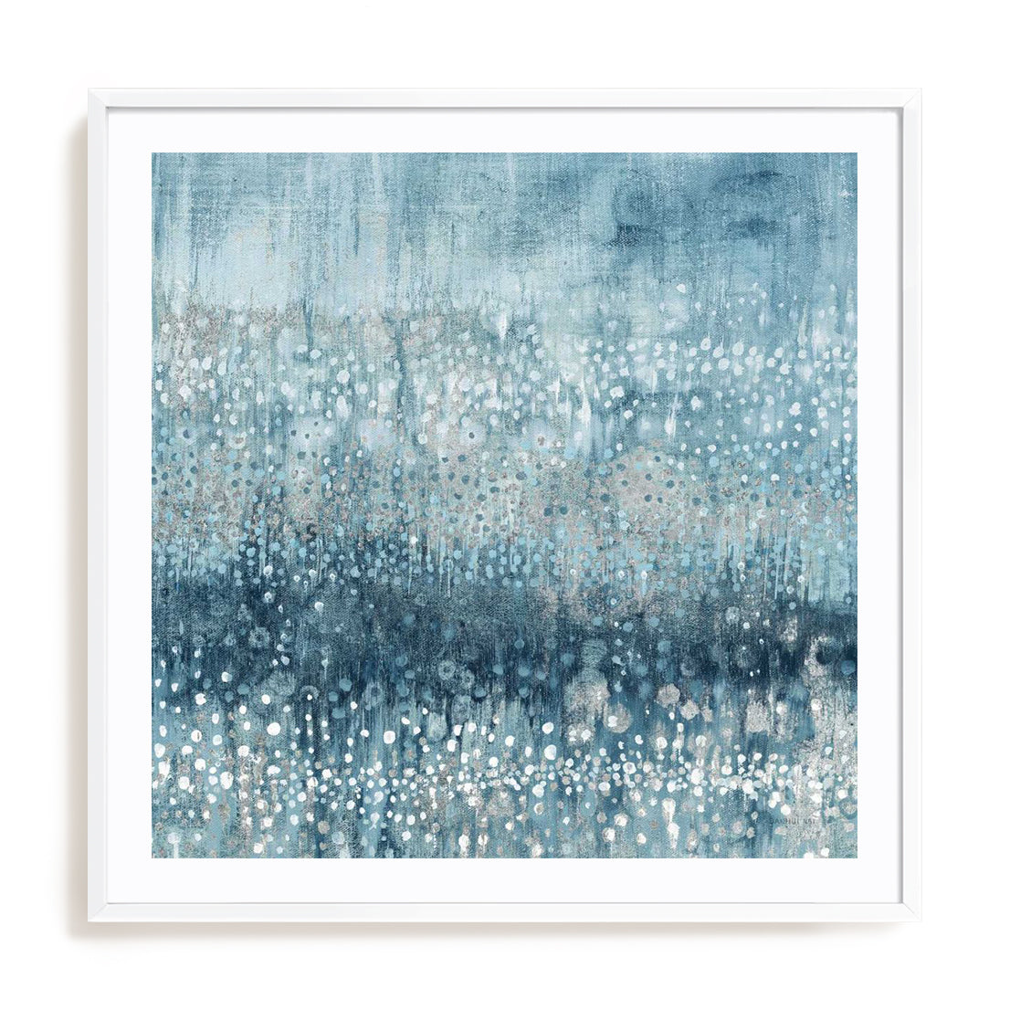 Rain Abstract IV Blue Silver Wall Art