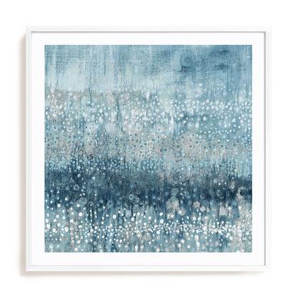 Rain Abstract IV Blue Silver Wall Art