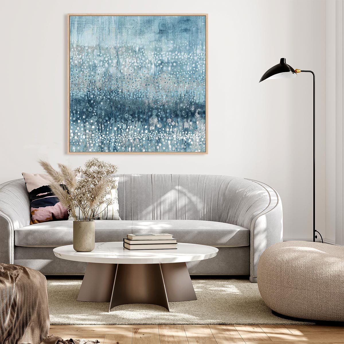 Rain Abstract IV Blue Silver Wall Art