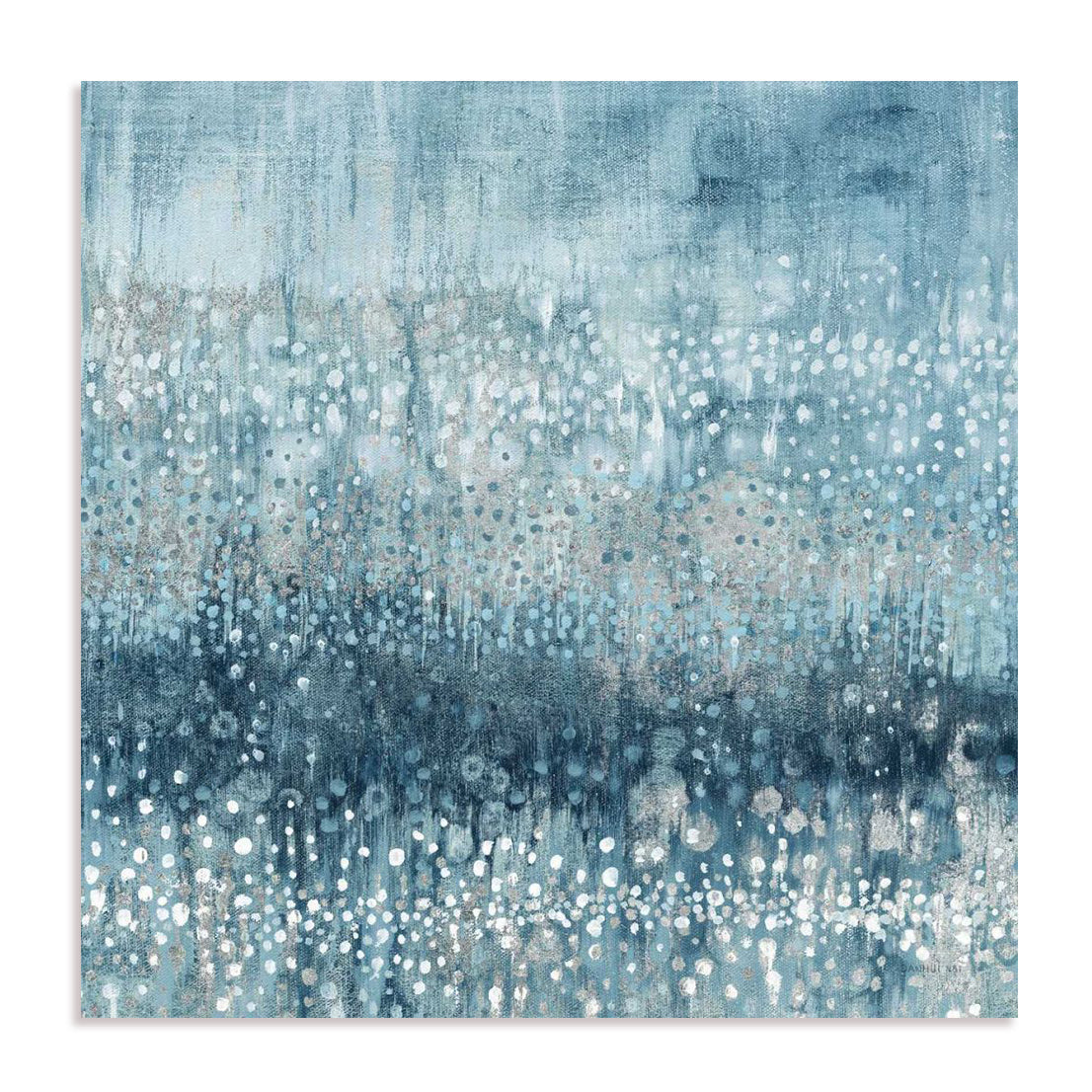 Rain Abstract IV Blue Silver Wall Art