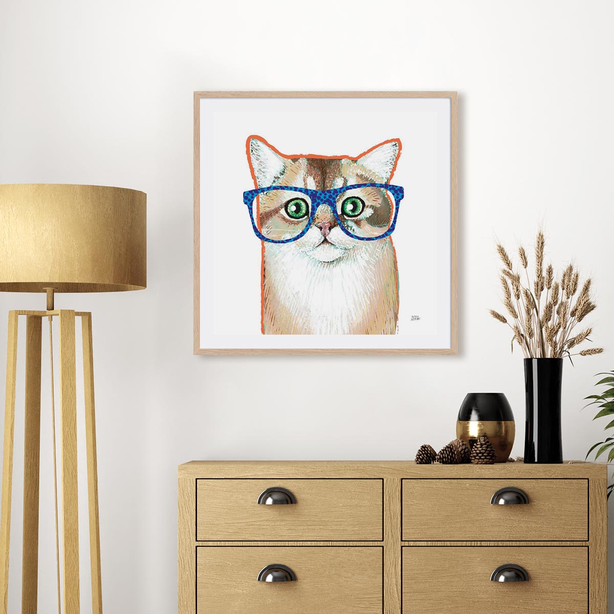 Bespectacled Cat Wall Art