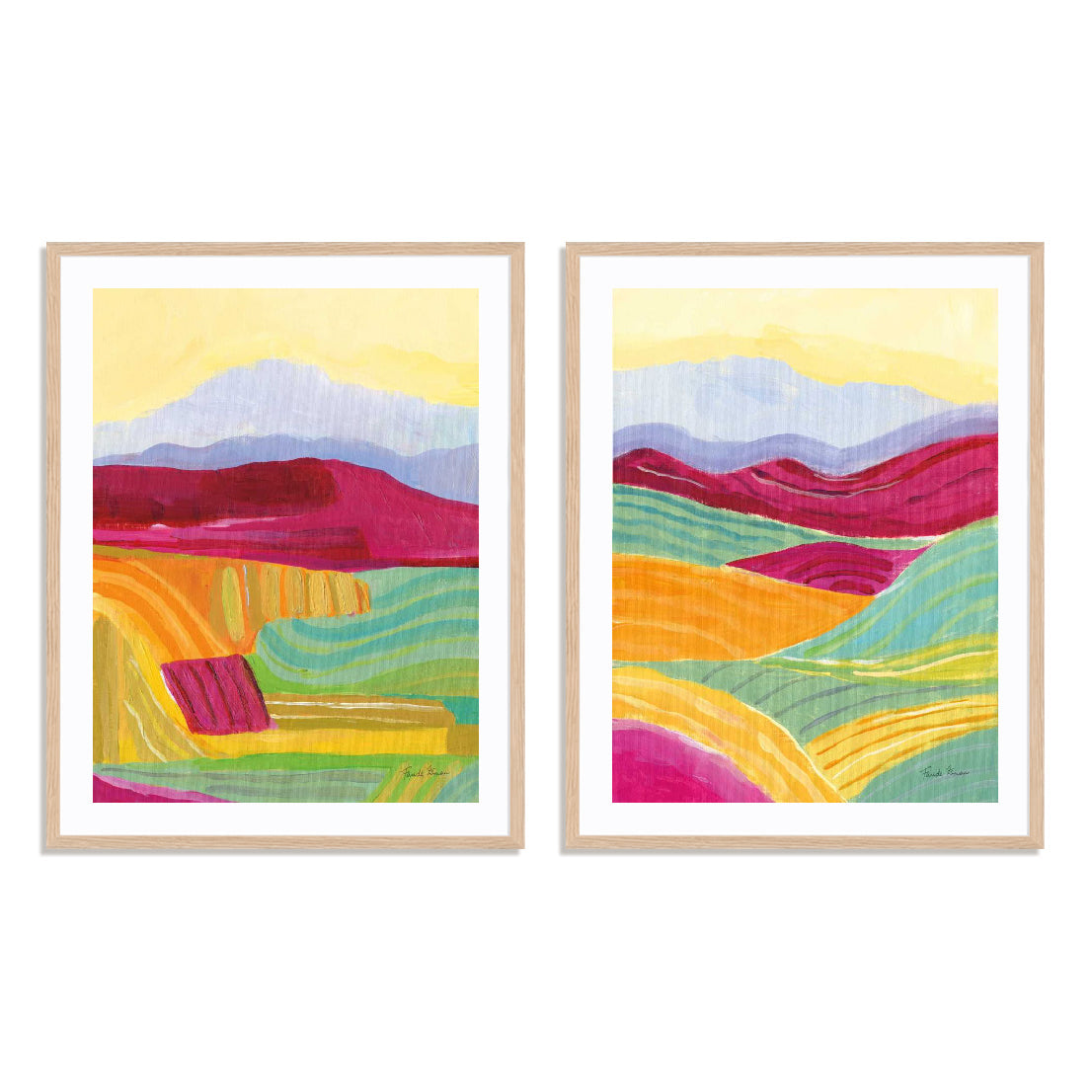 Sunny Landscape I and II Wall Art