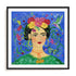 Frida Blue Wall Art #oran_black-white-border