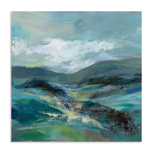 Turquoise Slopes I Art in Stretched Canvas, Framed Print Under Glass, and Gallery Wrapped Shadow Box Canvas