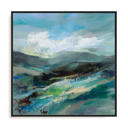 Turquoise Slopes II Art in Stretched Canvas, Framed Print Under Glass, and Gallery Wrapped Shadow Box Canvas