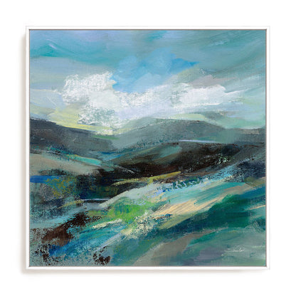 Turquoise Slopes II Art in Stretched Canvas, Framed Print Under Glass, and Gallery Wrapped Shadow Box Canvas