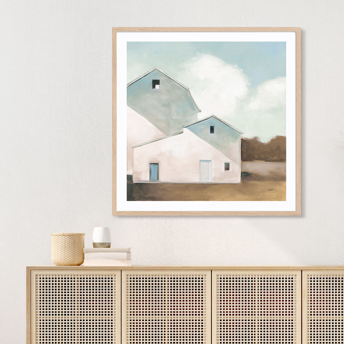 Barn Shadows Neutral Art in Stretched Canvas, Framed Print Under Glass, and Gallery Wrapped Shadow Box Canvas
