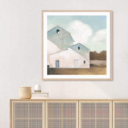 Barn Shadows Neutral Art in Stretched Canvas, Framed Print Under Glass, and Gallery Wrapped Shadow Box Canvas