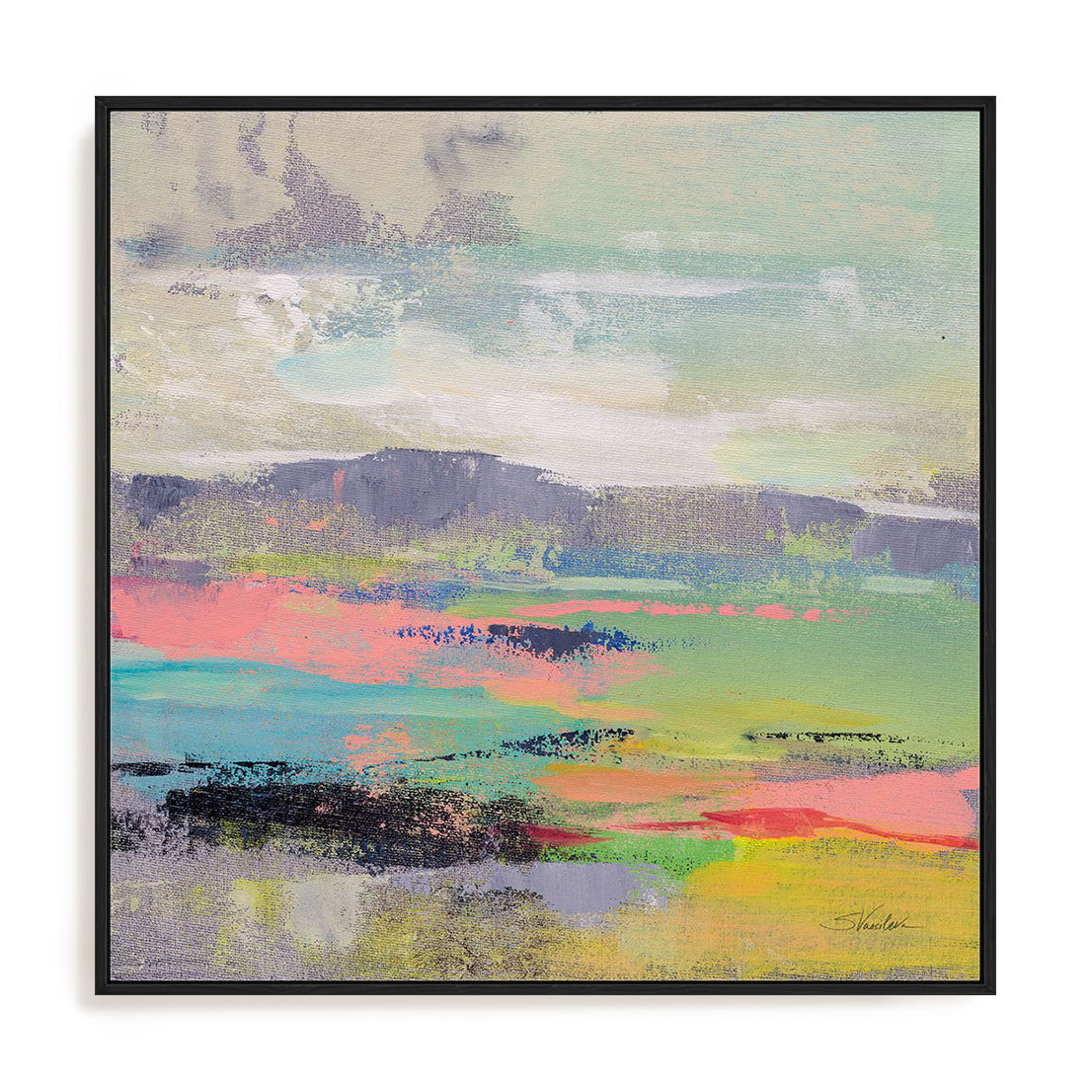 Blooming Field II Art in Stretched Canvas, Framed Print Under Glass, and Gallery Wrapped Shadow Box Canvas