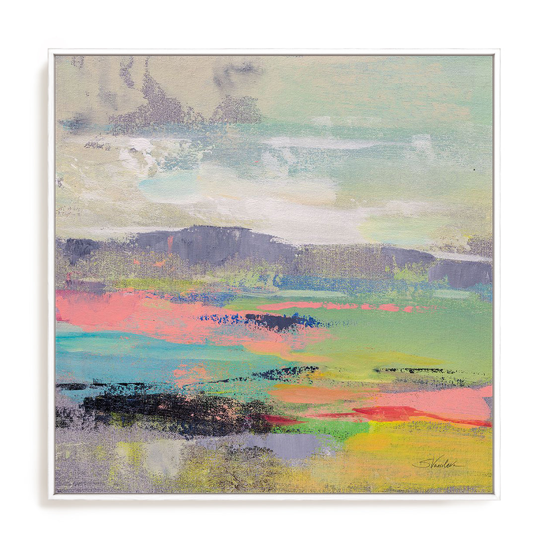 Blooming Field II Art in Stretched Canvas, Framed Print Under Glass, and Gallery Wrapped Shadow Box Canvas