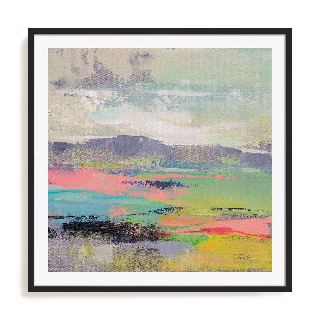Blooming Field II Art in Stretched Canvas, Framed Print Under Glass, and Gallery Wrapped Shadow Box Canvas
