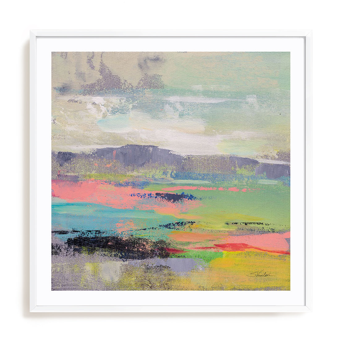 Blooming Field II Art in Stretched Canvas, Framed Print Under Glass, and Gallery Wrapped Shadow Box Canvas