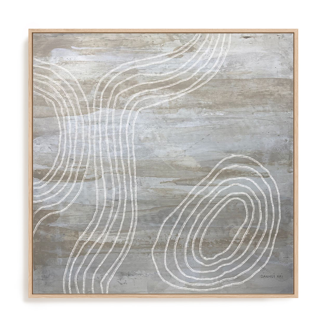Beige Abstract II Art in Stretched Canvas, Framed Print Under Glass, and Gallery Wrapped Shadow Box Canvas