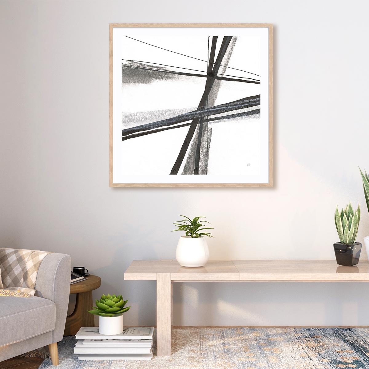 Ink and Pastel III Framed Wall Art for Living Room, Bedroom, Hallways and Kitchen Spaces