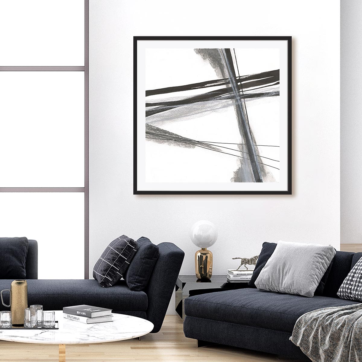 Ink and Pastel IV Framed Wall Art for Living Room, Bedroom, Hallways and Kitchen Spaces