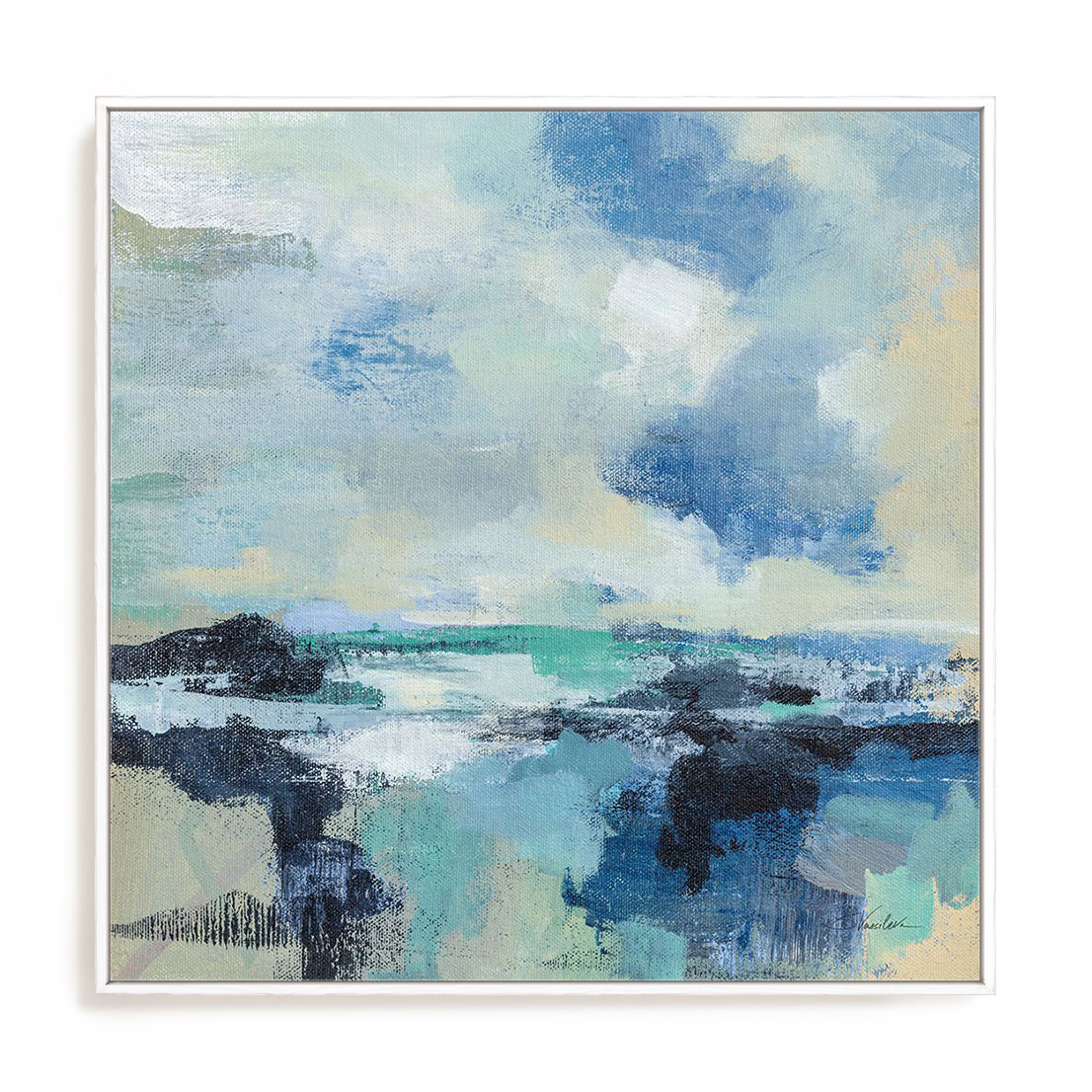 Coastal Blues I Framed Wall Art for Living Room, Bedroom, Hallways and Kitchen Spaces