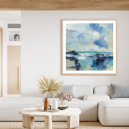 Coastal Blues I Framed Wall Art for Living Room, Bedroom, Hallways and Kitchen Spaces