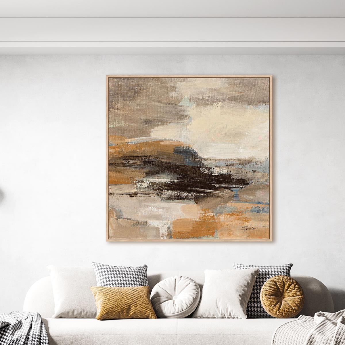 Cinnamon Shore I Framed Wall Art for Living Room, Bedroom, Hallways and Kitchen Spaces