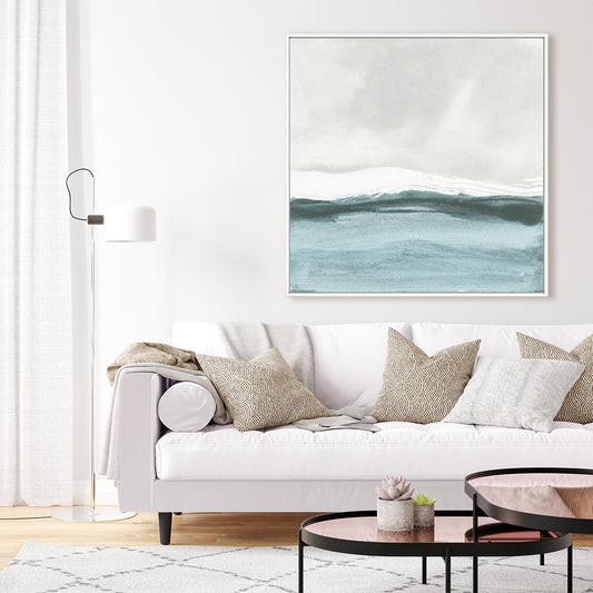 Tranquil Silver Sea II Framed Wall Art for Living Room, Bedroom, Hallways and Kitchen Spaces
