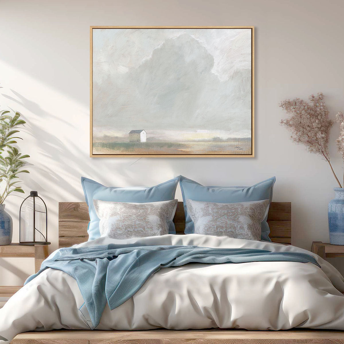 House in the Mist Art in Stretched Canvas, Framed Print Under Glass, and Gallery Wrapped Shadow Box Canvas