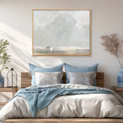 House in the Mist Art in Stretched Canvas, Framed Print Under Glass, and Gallery Wrapped Shadow Box Canvas
