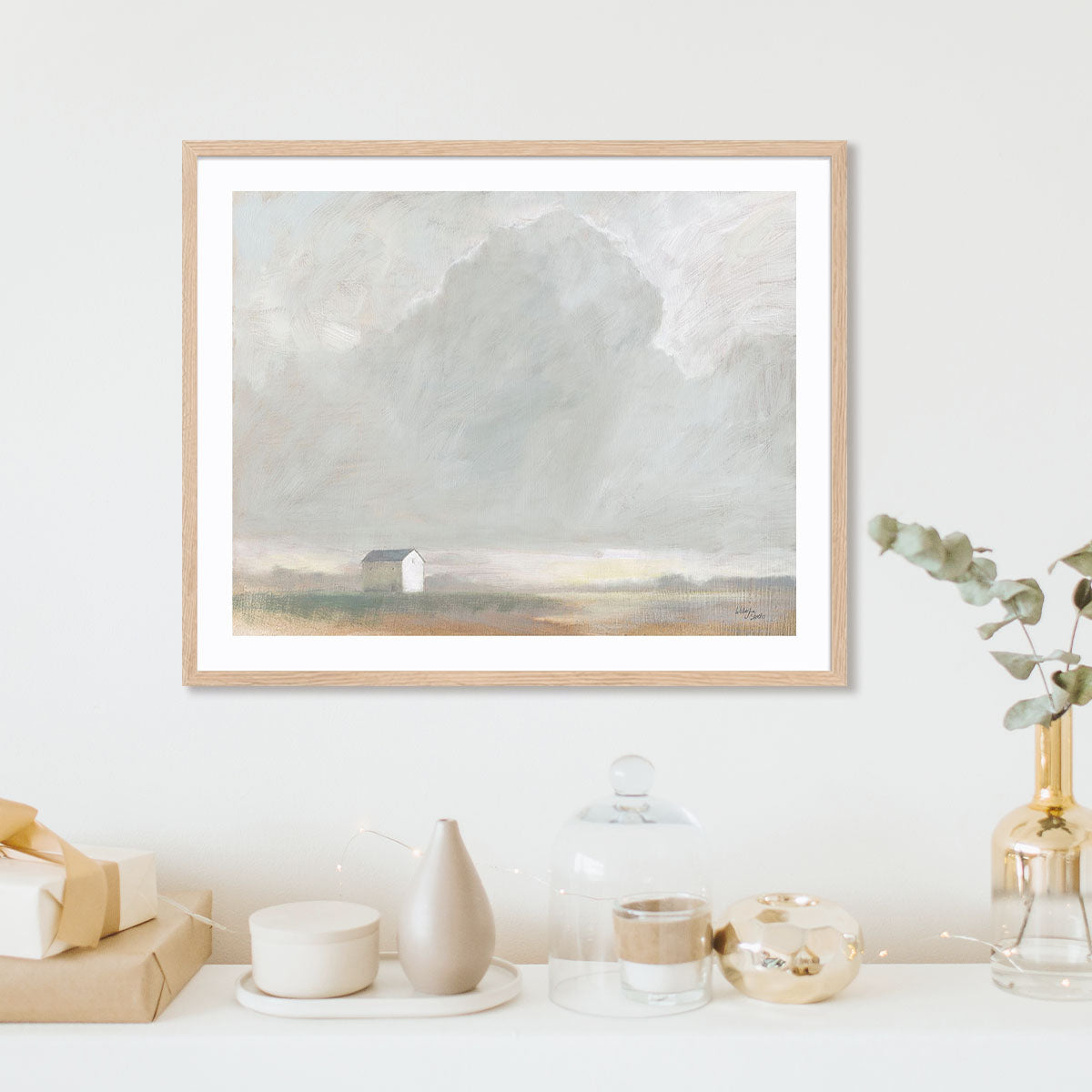 House in the Mist Art in Stretched Canvas, Framed Print Under Glass, and Gallery Wrapped Shadow Box Canvas