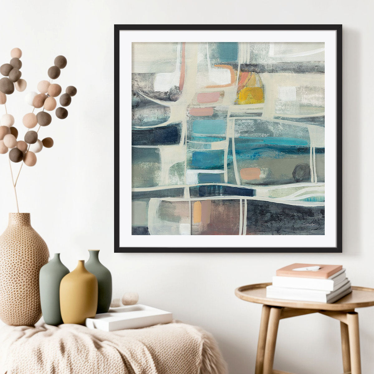 Mid Modern Vintage Framed Wall Art for Living Room, Bedroom, Hallways and Kitchen Spaces