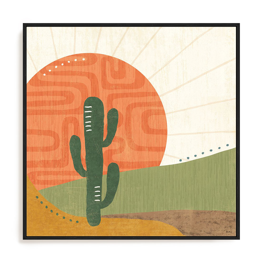 Cool Cacti V Framed Wall Art for Living Room, Bedroom, Hallways and Kitchen Spaces
