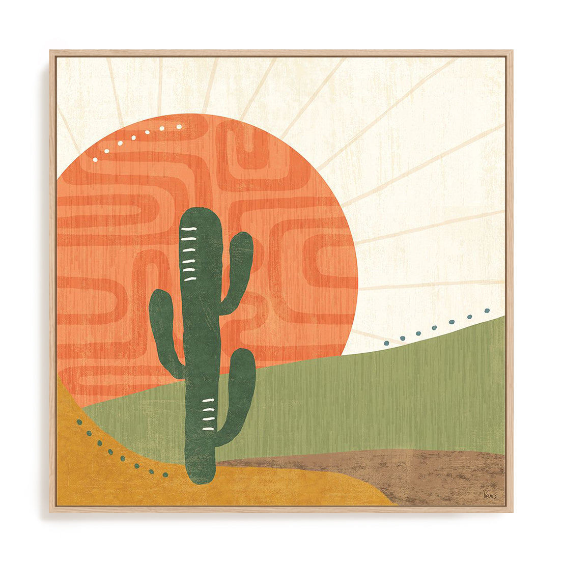 Cool Cacti V Framed Wall Art for Living Room, Bedroom, Hallways and Kitchen Spaces