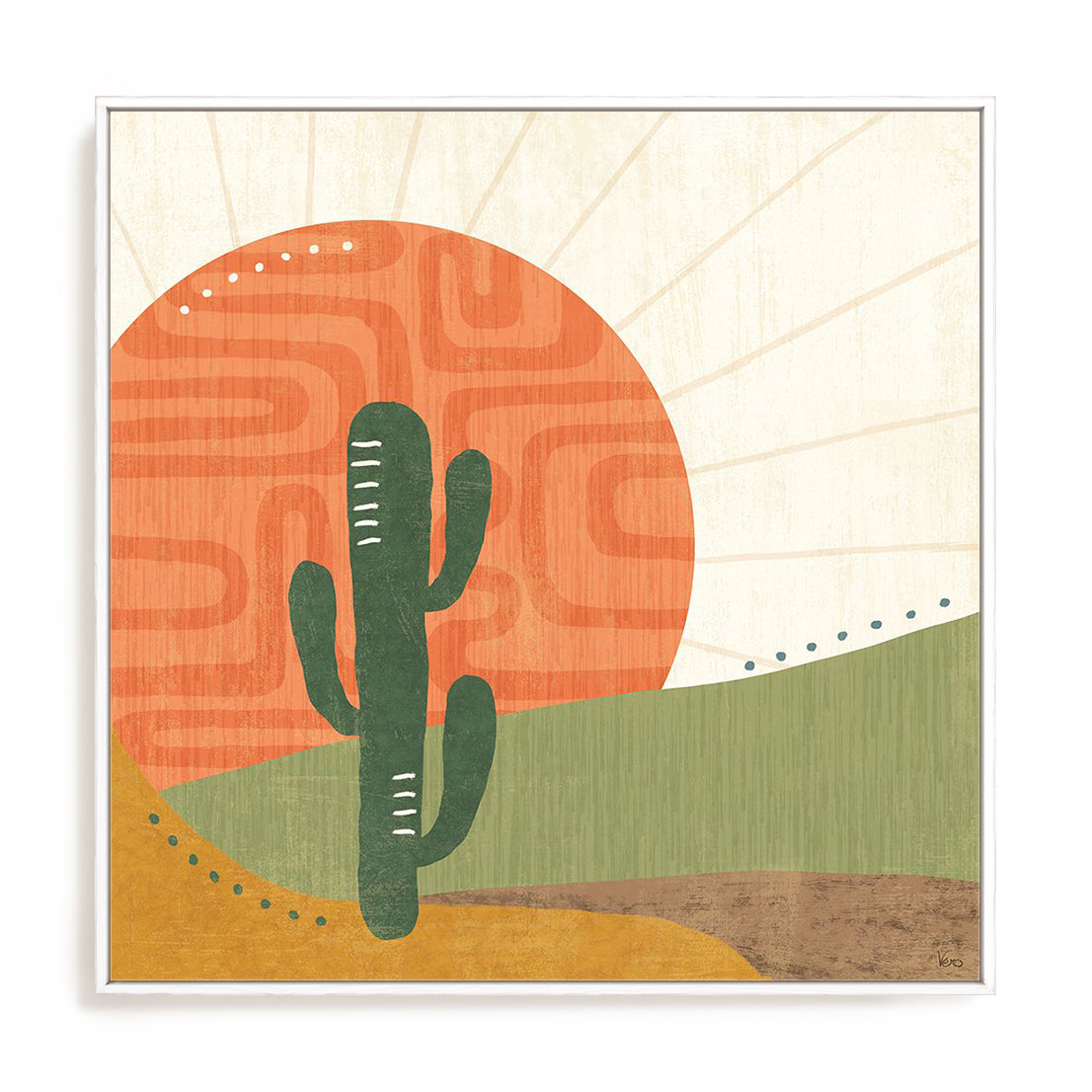 Cool Cacti V Framed Wall Art for Living Room, Bedroom, Hallways and Kitchen Spaces